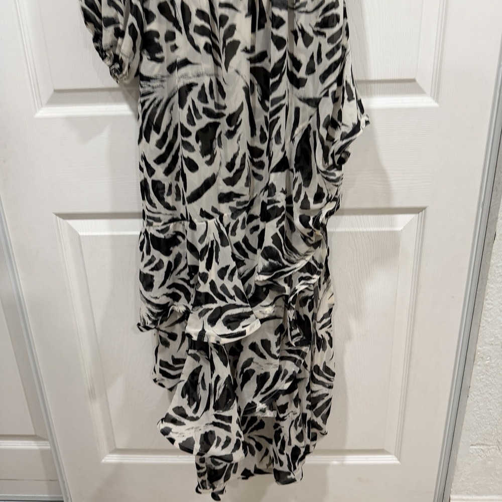 Target x Alexis Botanical One Shoulder Black White‎ Ruffle Asymmetrical Dresse M - Picture 4 of 11